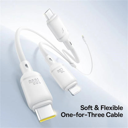 Câble de Chargement USB-C - Lightning / microUSB / USB-C Baseus Silky 3in1, 100W, 1.5m, Blanc P10377706213-00