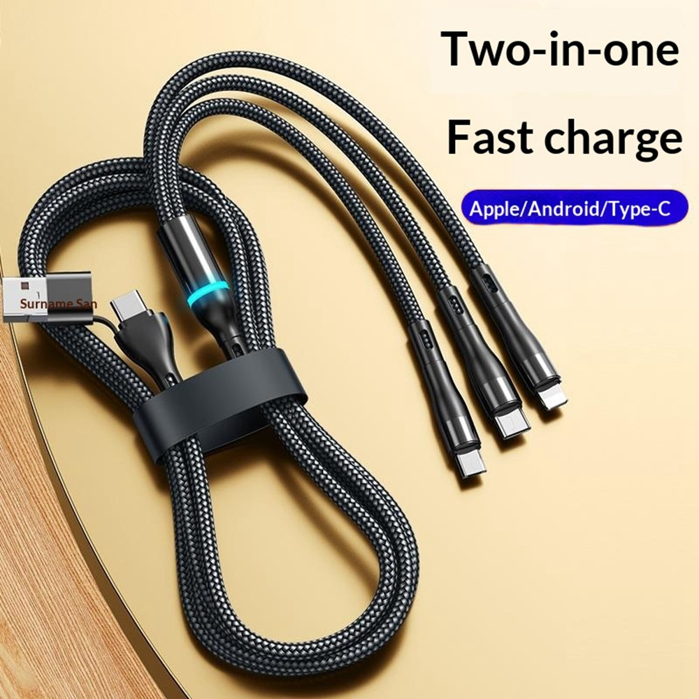 Câble de charge USB-C / USB-A - Lightning / microUSB / USB-C OEM B6, 100W, 1,2m, Noir