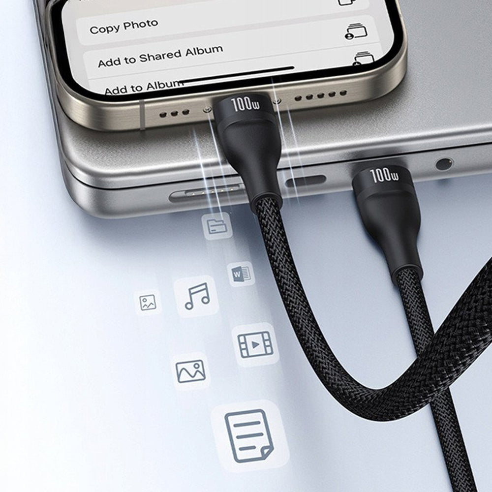 USB-C - Lightning Ladekabel / 2 x USB-C Baseus Flash Series III 3in1, 100W, 1,5m, Schwarz P10377502111-00