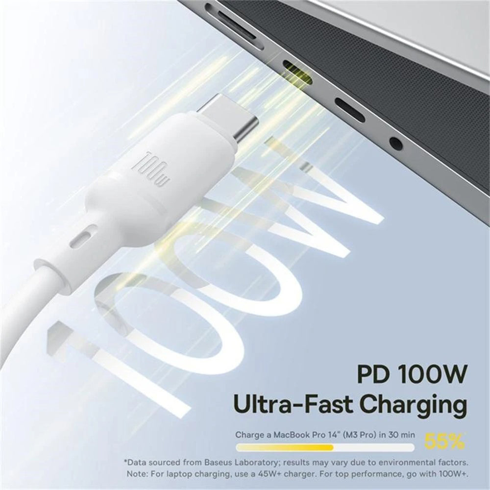Câble de Chargement USB-C - Lightning / microUSB / USB-C Baseus Silky 3in1, 100W, 1.5m, Blanc P10377706213-00