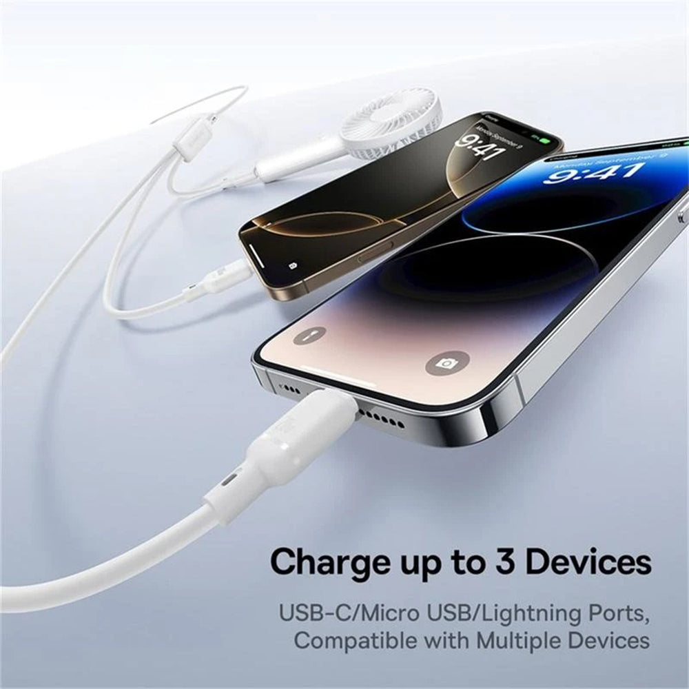 Câble de Chargement USB-C - Lightning / microUSB / USB-C Baseus Silky 3in1, 100W, 1.5m, Blanc P10377706213-00