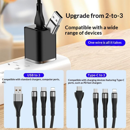 Câble de charge USB-C / USB-A - Lightning / microUSB / USB-C OEM B6, 100W, 1,2m, Noir