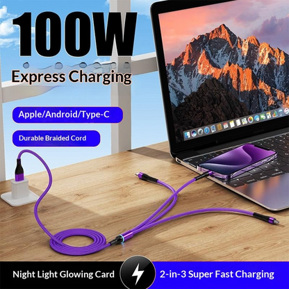 Câble de charge USB-C / USB-A - Lightning / microUSB / USB-C OEM B6, 100W, 1,2m, Noir