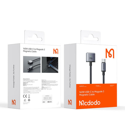 Ladekabel McDodo CA-1470, USB-C - MagSafe 3, 140W, 2m, Schwarz
