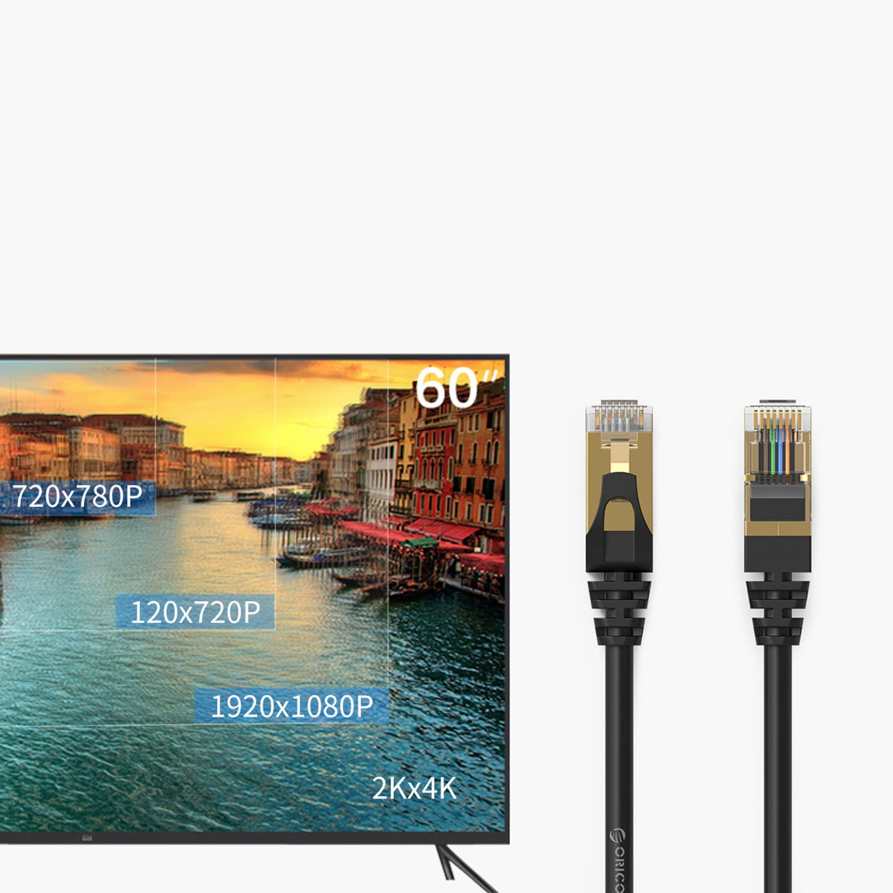 Orico PUG-C7 Netzwerkkabel, UTP, Cat7, 0,5m, Schwarz