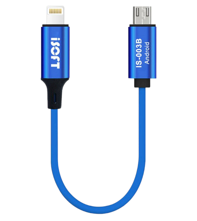 Câble de transfert de données iSOFT IS-003B, interface Lightning - microUSB
