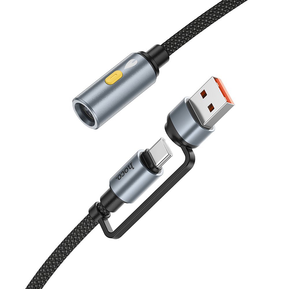 Elektrisches Feuerzeug HOCO UA38B, USB-C / USB-A, 0,3m, Schwarz