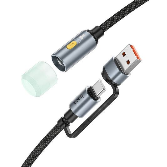 Câble Led HOCO UA38C, USB-C / USB-A, 0.3m, Noir
