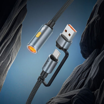 Elektrisches Feuerzeug HOCO UA38B, USB-C / USB-A, 0,3m, Schwarz