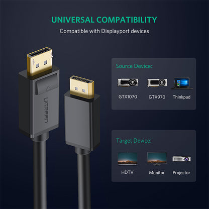 UGREEN DP102 Video-Kabel, DisplayPort - DisplayPort, 4K, 2m, Schwarz