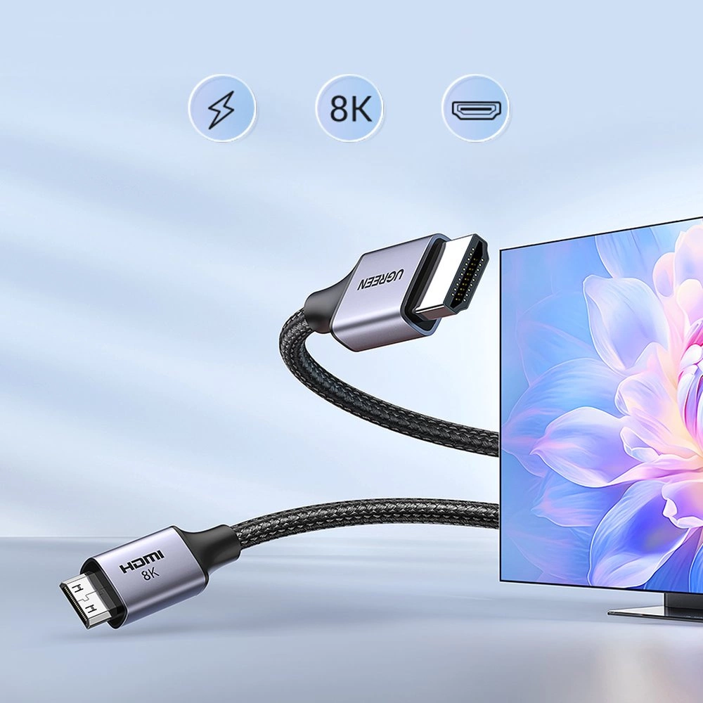 Câble Vidéo UGREEN HD163, miniHDMI - HDMI, 8K, 2m, Gris