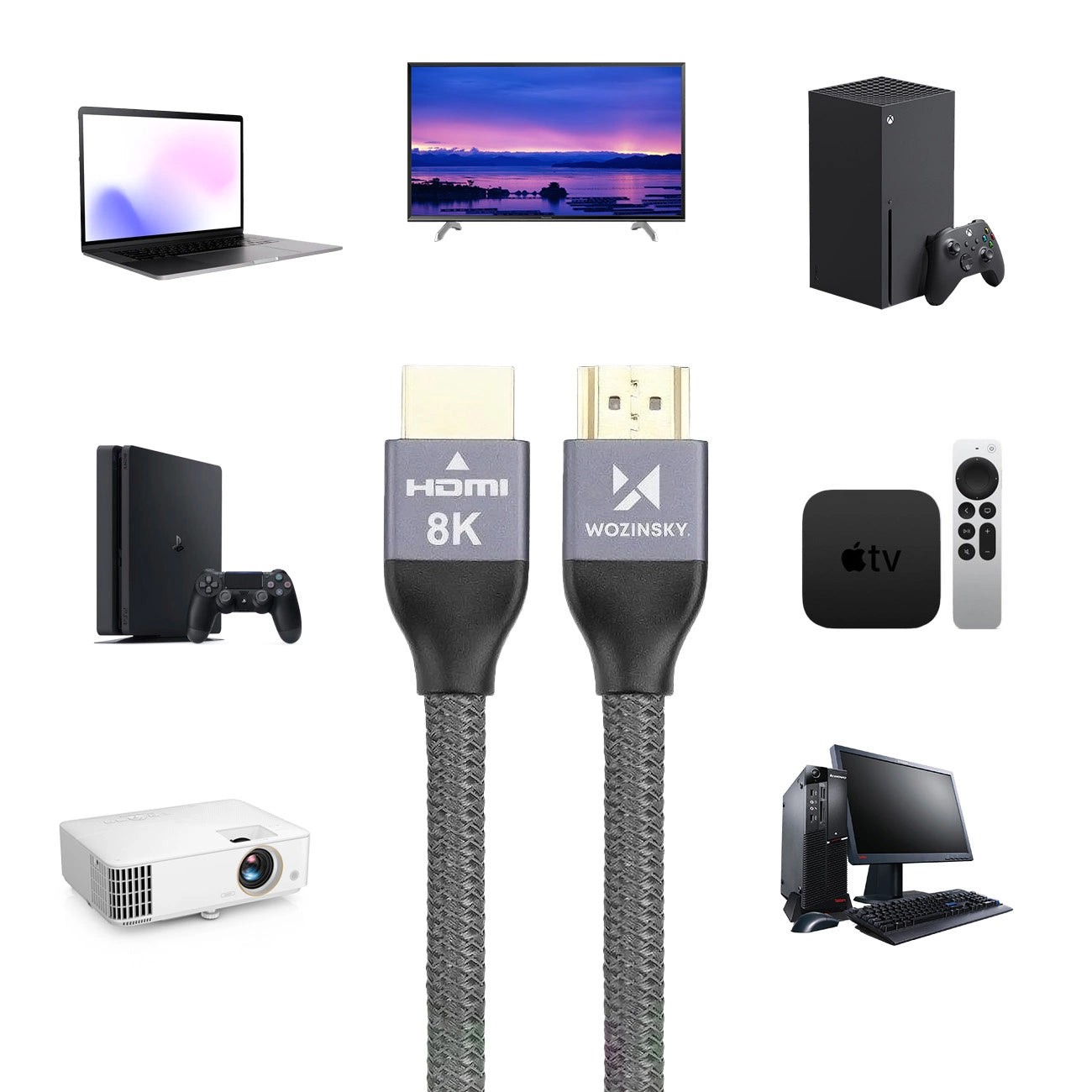 WZK Ultraboost Video Kabel, HDMI - HDMI, 8K, 3m, Grau WHDMI-30 WHDMI-30 