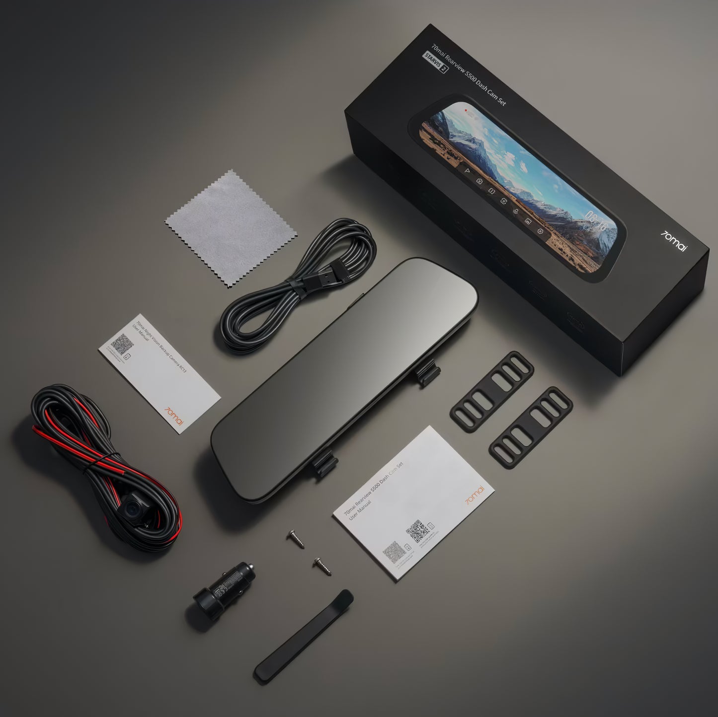 Auto-Dashcam 70mai Dash Cam S500, vorne und hinten, 3K, Wi-Fi, Display 9,35 Zoll