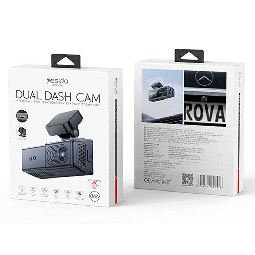 Caméra Auto Yesido KM22, 1080P, Wi-Fi, Noir