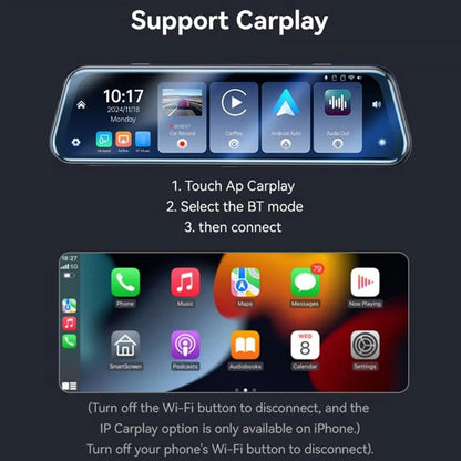 Yesido KM24 Auto-Kamera mit Carplay / Android Auto, 4K, 9.66 Zoll Display