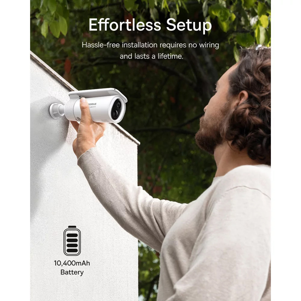 Caméra de Surveillance Baseus Solar S1, Wi-Fi, 2K, IP67, Panneau Solaire, Extérieur S0SW002130