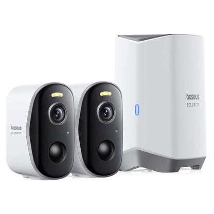 Caméra de Surveillance Baseus N1 Plus, Wi-Fi, 2K, IP67, Extérieur, Set 2 pièces, Blanche S0TW012131