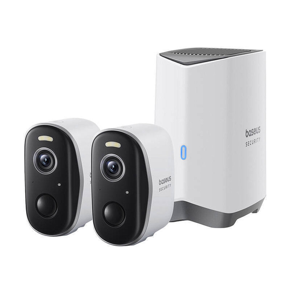 Caméra de Surveillance Baseus N1 Plus, Wi-Fi, 2K, IP67, Extérieur, Set 2 pièces, Blanche S0TW012131