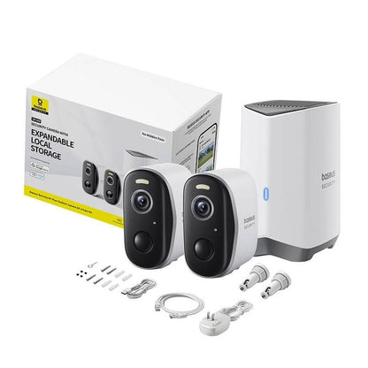 Caméra de Surveillance Baseus N1 Plus, Wi-Fi, 2K, IP67, Extérieur, Set 2 pièces, Blanche S0TW012131