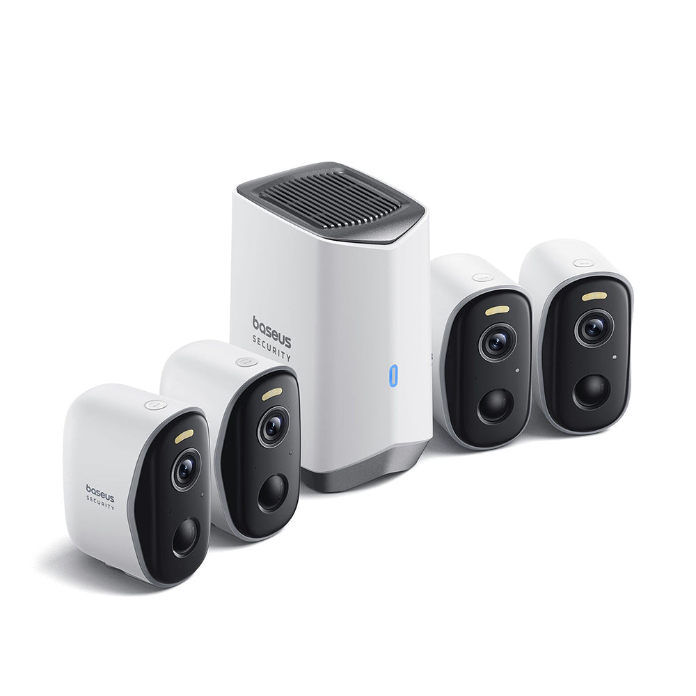 Caméra de Surveillance Baseus N1, Wi-Fi, 2K, IP67, Extérieur, Set 4 pièces, Blanche ACSLH-01