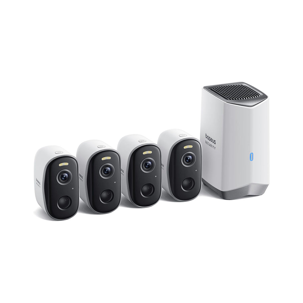 Caméra de Surveillance Baseus N1, Wi-Fi, 2K, IP67, Extérieur, Set 4 pièces, Blanche ACSLH-01
