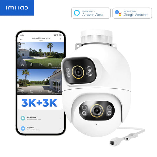 Caméra de Surveillance iMILAB EC6 Dual, Wi-Fi, 3K, IP66, Extérieur CMSXJ68A