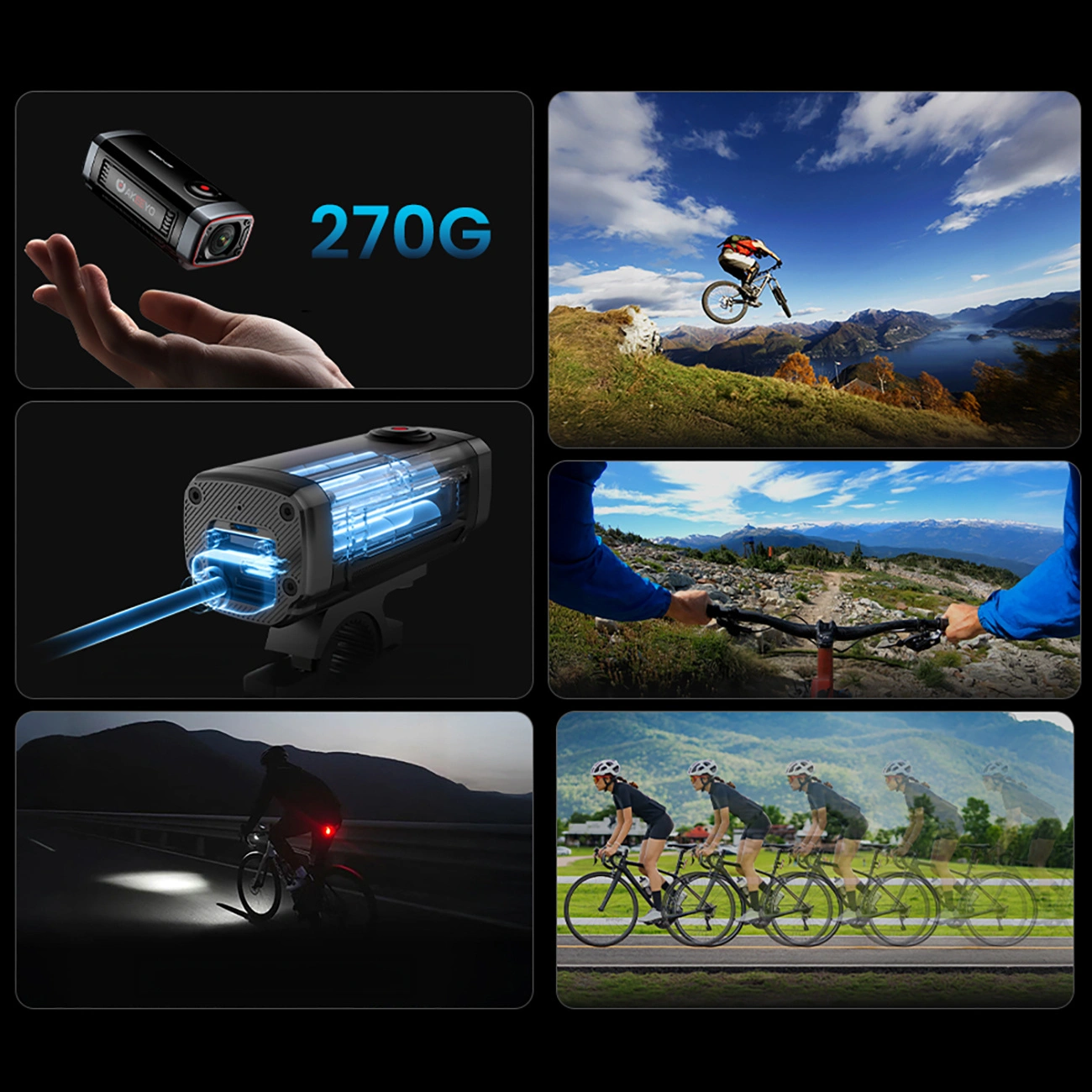 Akeeyo 710 Lite Sports Camera for Bicycle / Motorcycle, 2K, Wi-Fi, Black