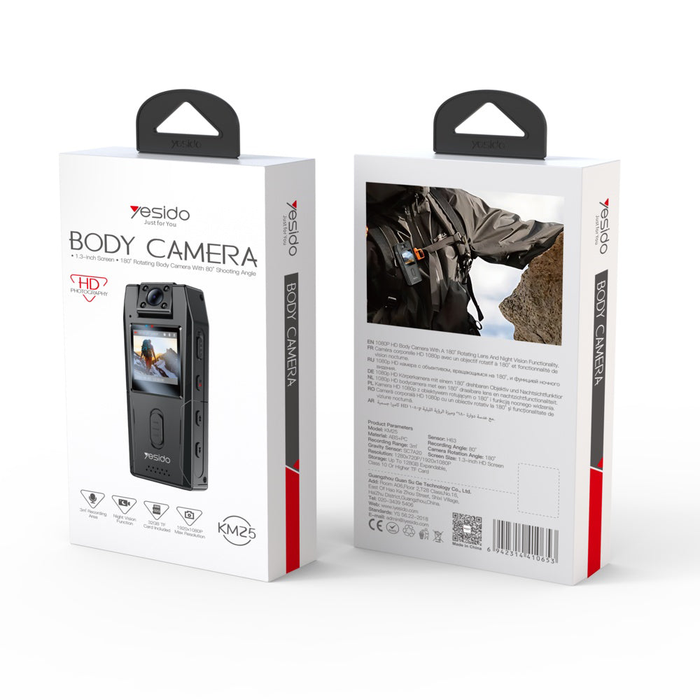 Caméra Sport Yesido KM25, 1080P, Écran 1.3 pouces, Noire