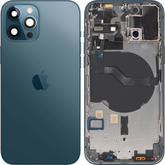 Apple iPhone 12 Pro Battery Cover, With Middle Frame, Blue (Pacific Blue), Swap