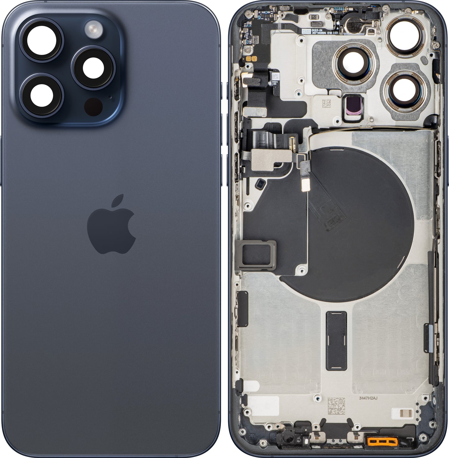 Couvercle de Batterie Apple iPhone 15 Pro Max, Avec Coque Centrale, Bleu (Blue Titanium), Échange