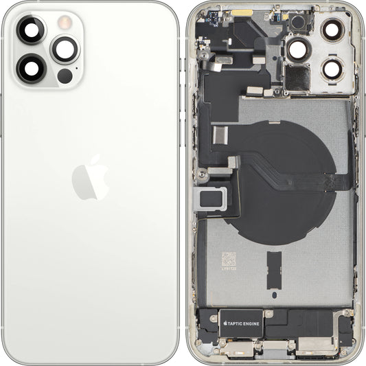 Couvercle de batterie Apple iPhone 12 Pro Max, avec boîtier intermédiaire, toutes pièces incluses, Argenté, Échange