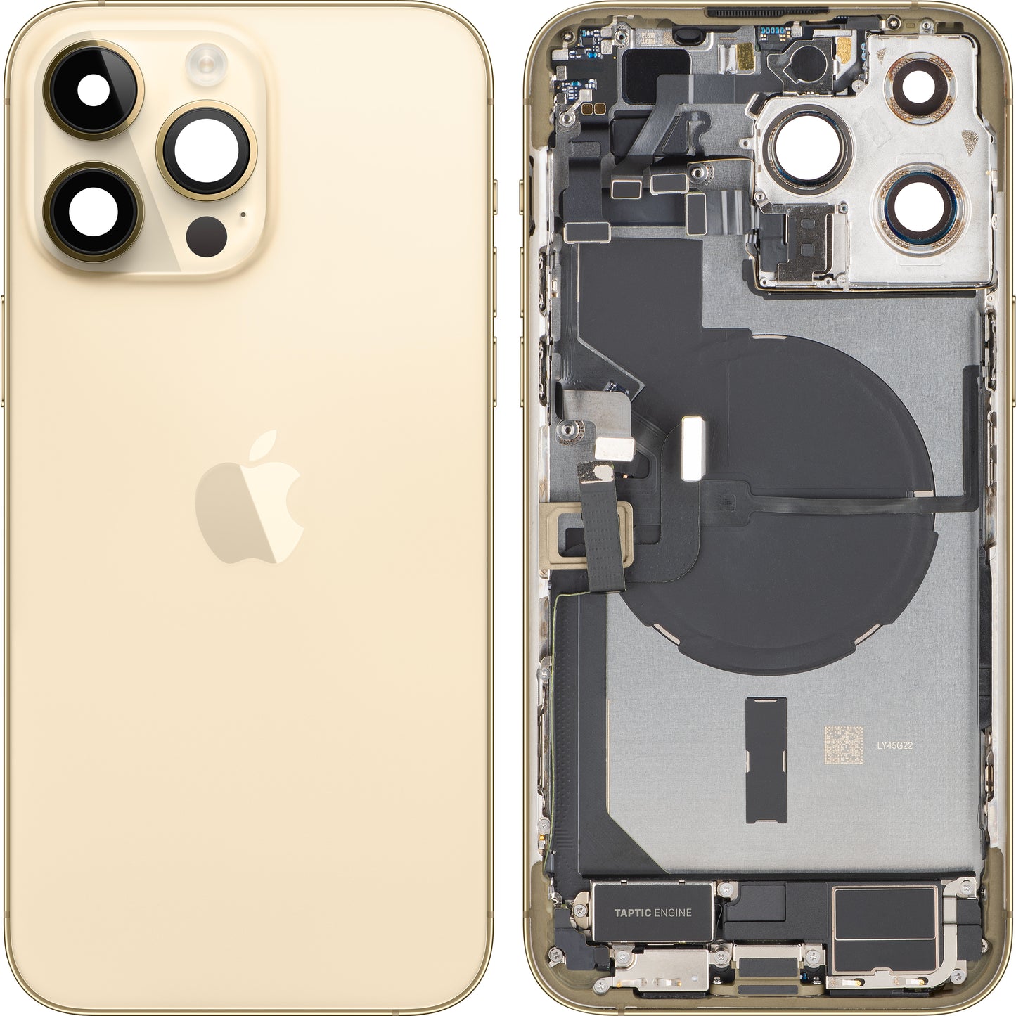 Apple iPhone 14 Pro Max Battery Cover, With Middle Frame, Full Parts, Gold, Swap