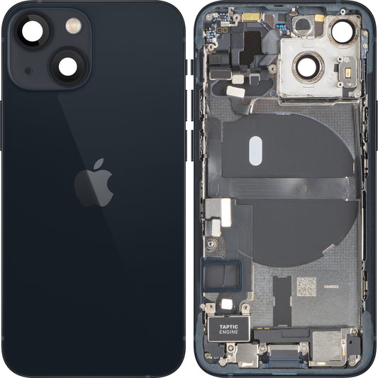 Couvercle de batterie Apple iPhone 13 mini, avec boîtier intermédiaire, toutes pièces incluses, Noir (Midnight), Échange