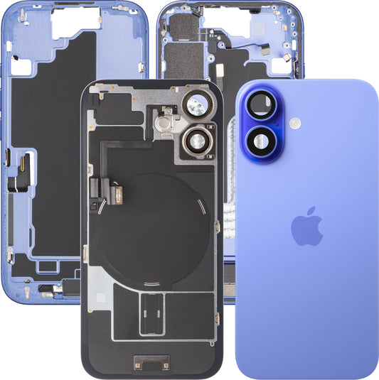 Apple iPhone 16 Batteriedeckel, mit Mittelgehäuse, Vollständige Teile, Blau (Ultramarin), Swap