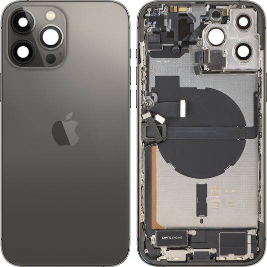 Akkuabdeckung Apple iPhone 13 Pro Max, mit Mittelgehäuse, Komplettteile, Schwarz (Graphit), Swap