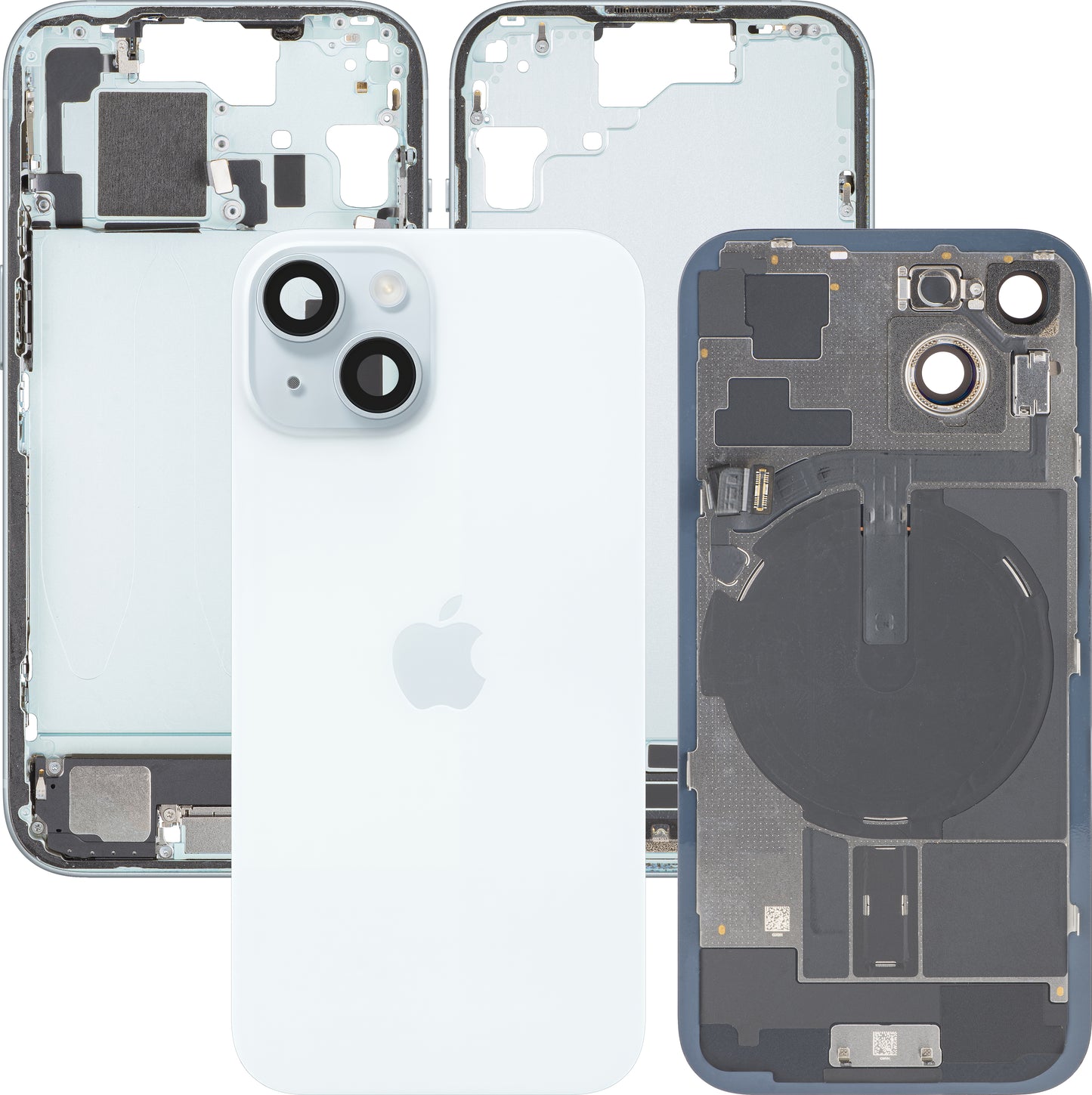 Apple iPhone 15 Battery Cover, With Middle Frame, Full Parts, Blue, Swap