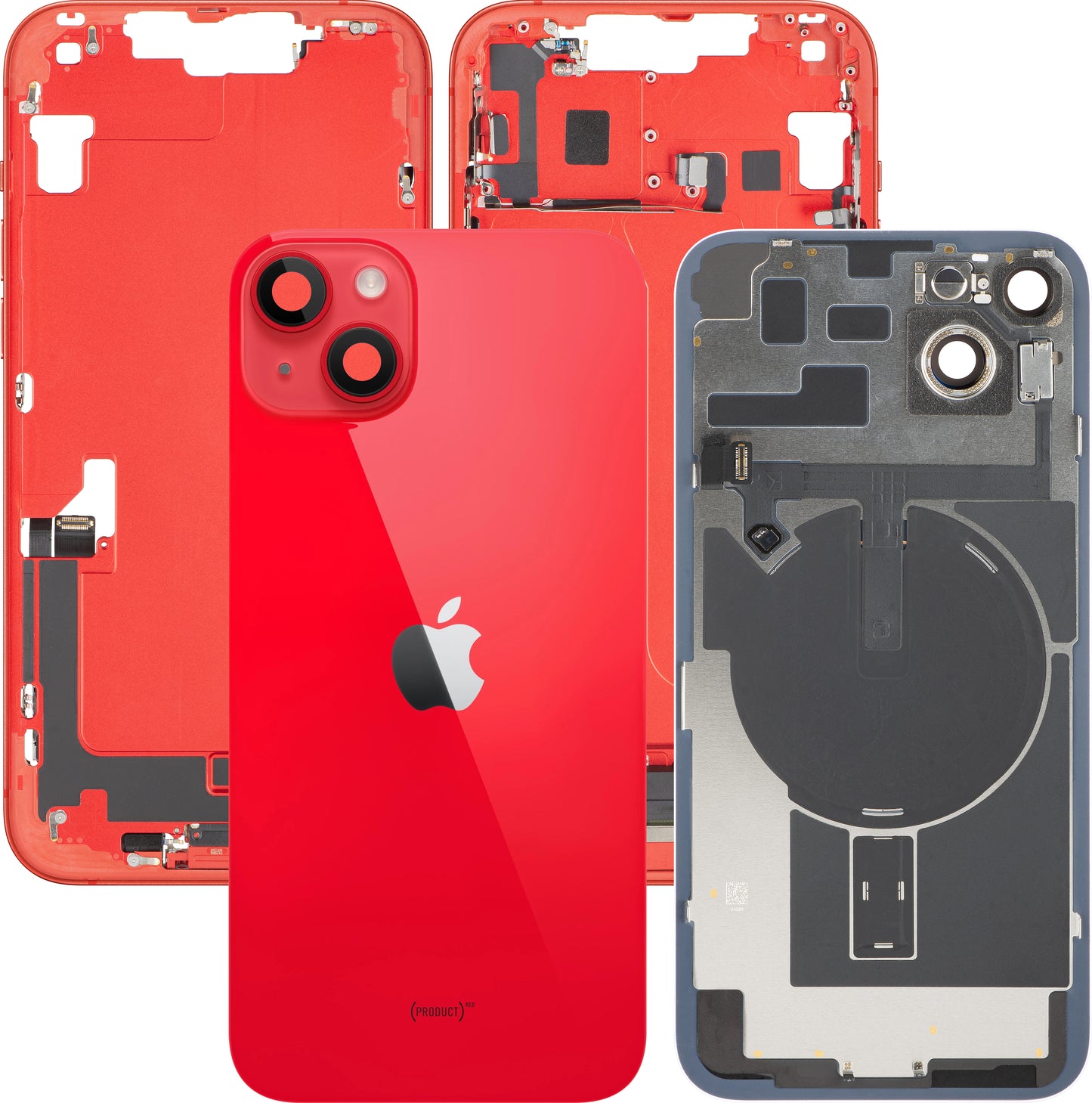Apple iPhone 14 Plus Battery Cover, With Middle Frame, Full Parts, Red, Swap