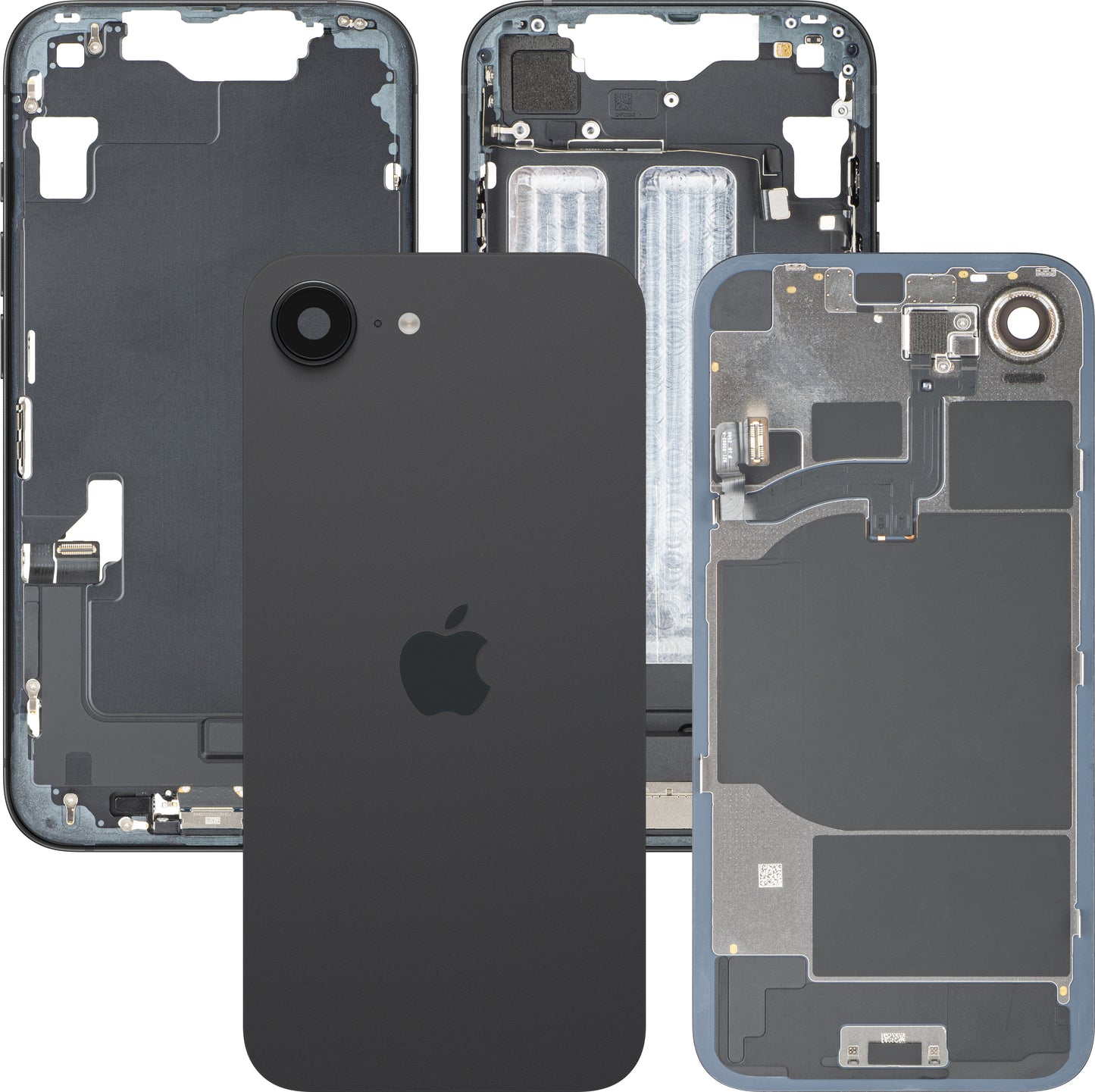 Couvercle de batterie Apple iPhone 16e, avec coque centrale, pièces complètes, noir, échange