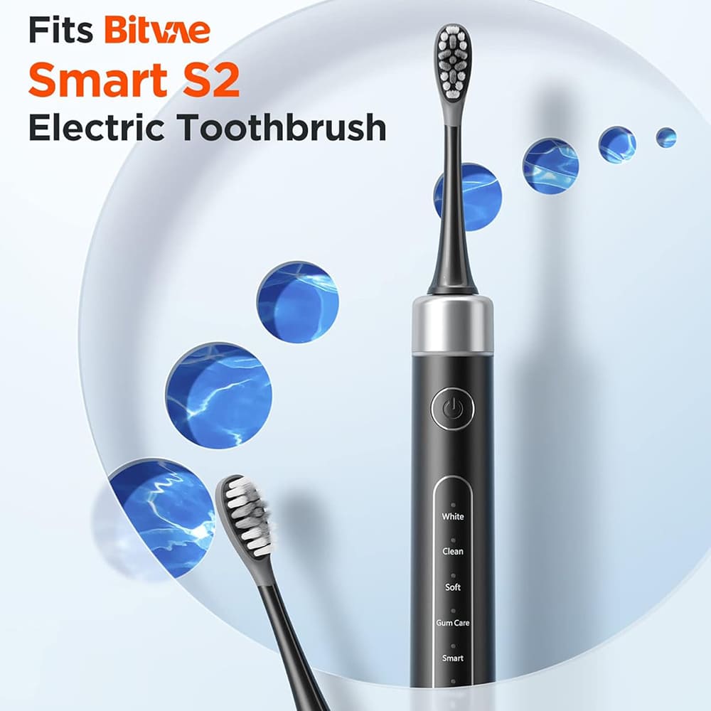 Tête de rechange Gum Care pour brosse à dents électrique Bitvae S2 / S3, lot de 4 pièces, blanc
