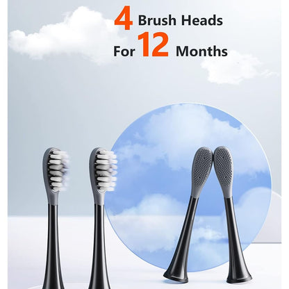 Tête de rechange Gum Care pour Brosse à Dents Électrique Bitvae S2 / S3, Set de 4 pièces, Noir