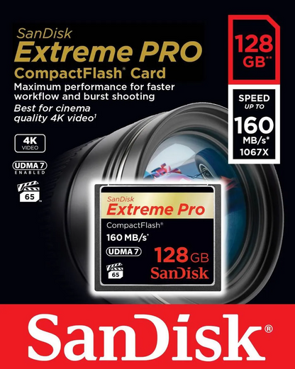 Carte mémoire CompactFlash SanDisk Extreme Pro, 128Gb, UDMA 7 SDCFXPS-128G-X46