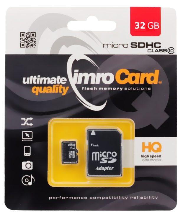 Carte Mémoire microSDHC Imro, 32Gb, Classe 10 / UHS-1 U1, Avec Adaptateur