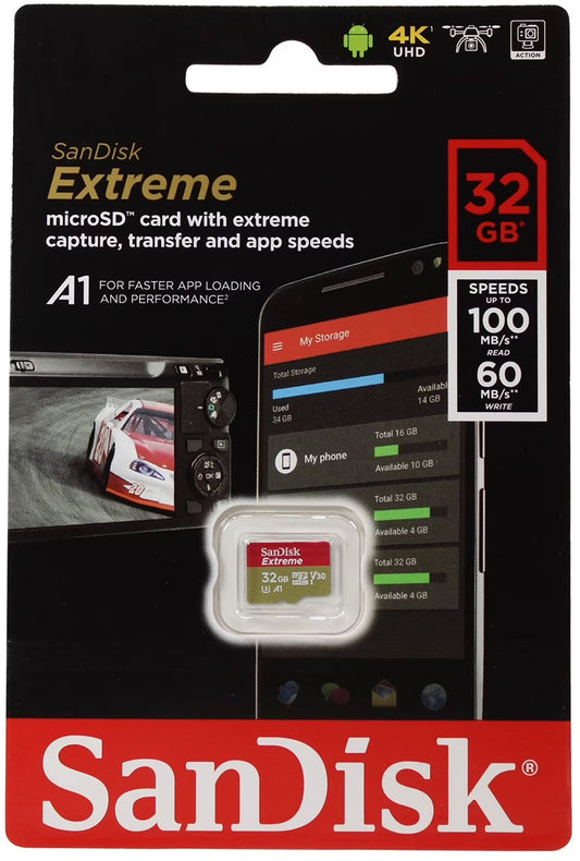 Carte mémoire microSDHC SanDisk Extreme, 32Gb, Classe 10 / UHS-1 U3 SDSQXAF-032G-GN6MN