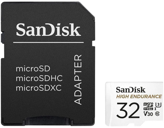 Carte Mémoire microSDHC SanDisk High Endurance, 32Go, Classe 10 / UHS-1 U3, Avec Adaptateur SDSQQNR-032G-GN6IA