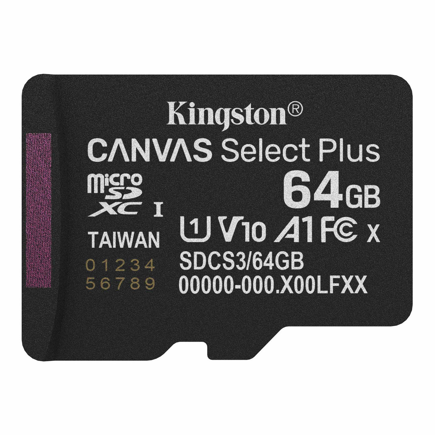 Carte mémoire microSDXC Kingston Canvas Select Plus Android A1, 64Gb, Classe 10 / UHS-1 U1 SDCS3/64GBSP