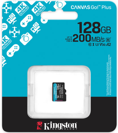 Carte mémoire microSDXC Kingston Canvas Go Plus Android A2, 128Gb, Classe 10 / UHS-1 U3 SDCG4/128GBSP