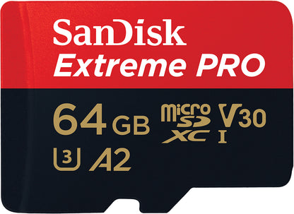 Speicherkarte microSDXC SanDisk Extreme Pro, 64Gb, Klasse 10 / UHS-1 U3, mit Adapter SDSQXCU-064G-GN6MA