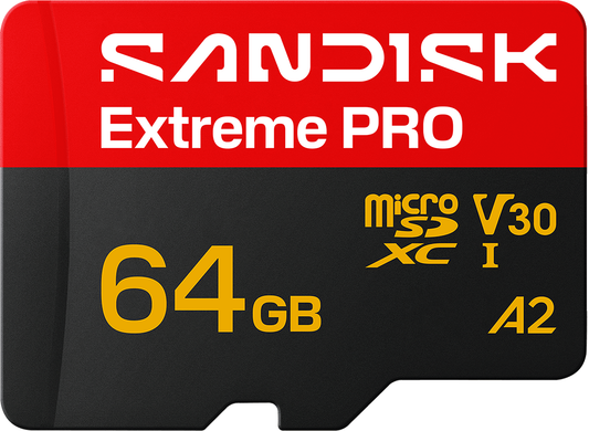 Carte Mémoire microSDXC SanDisk Extreme Pro A2, 64Go, Classe 10 / UHS-1 U3, Avec Adaptateur SDSQXCU-064G-GS6MA