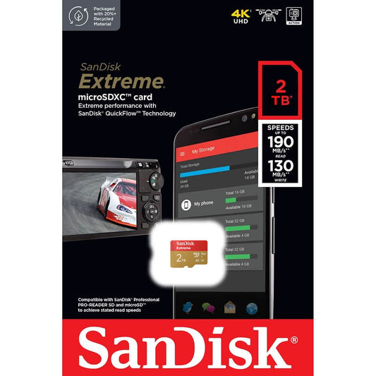 microSDXC Speicherkarte SanDisk Extreme, 2TB, Klasse 10 / UHS-1 U3 SDSQXAV-2T00-GN6MN