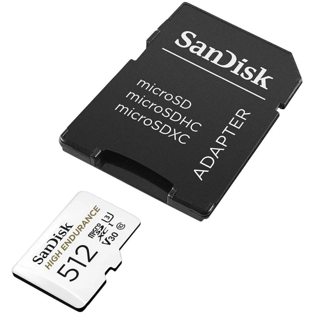 Carte mémoire microSDXC SanDisk High Endurance, 512Go, Classe 10 / UHS-1 U3, Avec Adaptateur SDSQQNR-512G-GN6IA